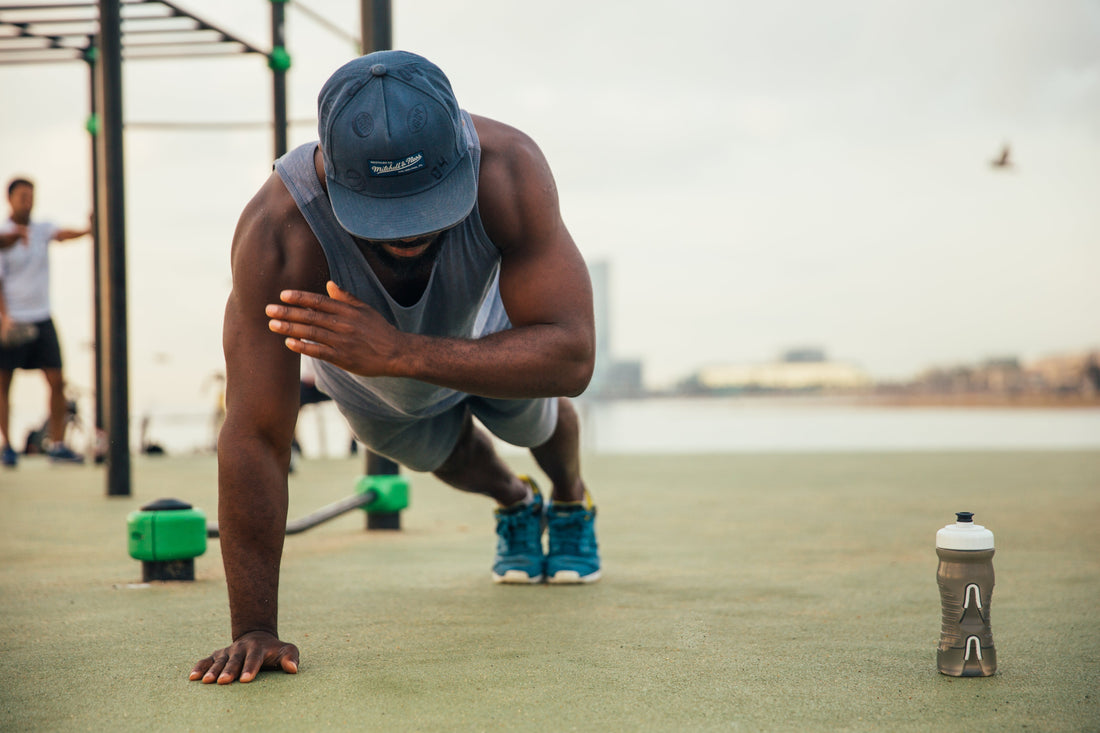 Man doing a one arm pushup